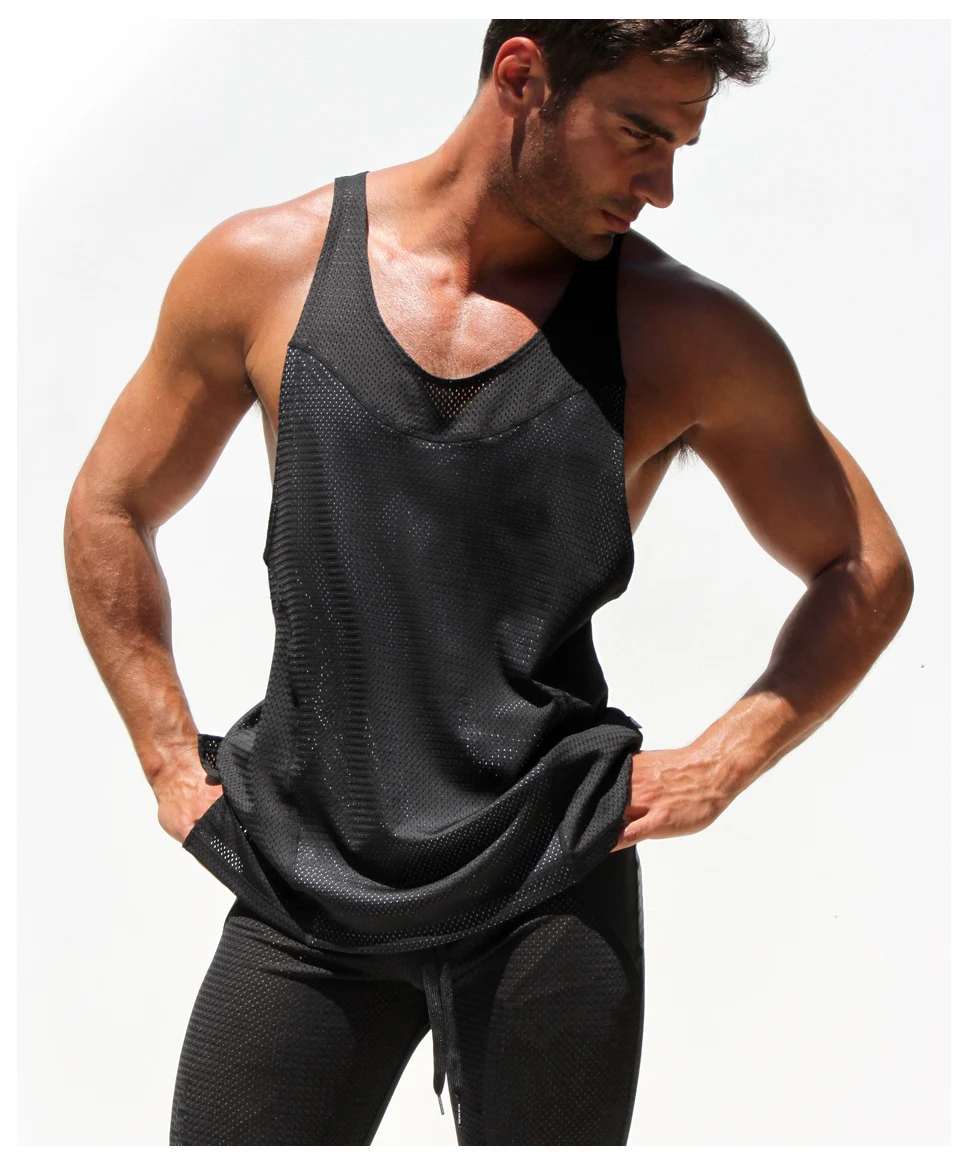 

2019 New Professinal Bodybuilding Fitness Breathable Men T Shirt Vest Men's Gym Tank Tops Sports Loose Man Undershirt