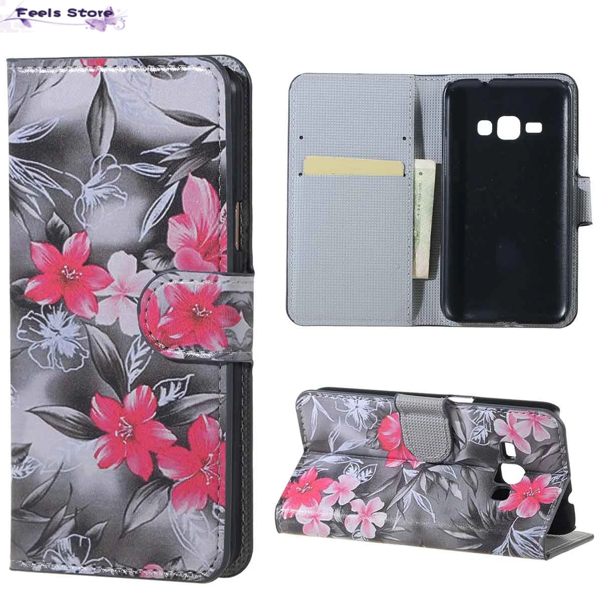 

Pink Plum Flip Leather Case for Samsung GalaxyJ1 120 2016 J120 SM-J120 J120F SM-J120F J120FN SM-J120FN J120H SM-J120 Phone Cover
