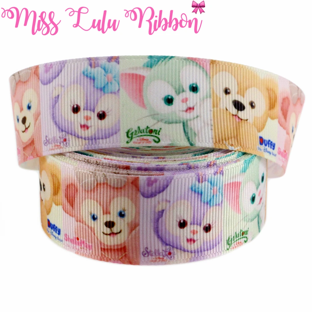 

1"25mm Cute Monkey Rabbit Cat Patterns Printed Grosgrain Ribbon Hair Band Making DIY Gift Pack 10yards/roll WMD170929-22-5595