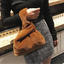 Зима Новая меховая сумка Корейская женская сумка модная плюшевая Сумка-платок сумка жилет сумка на запястье TY01