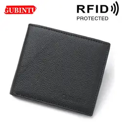 GUBINTU Rfid из натуральной коровьей кожи для мужчин женские кошельки Короткие простая кредитница классический кошелек одежда высшего качества