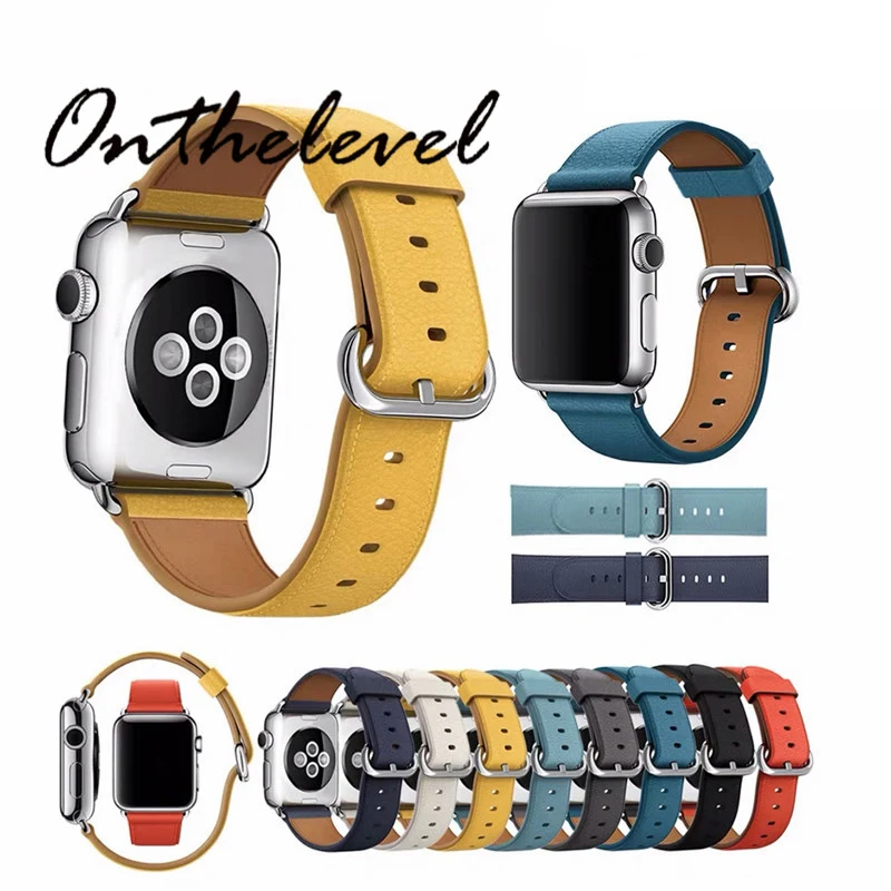 

Onthelevel Litchi Pattern Cowhide Apple Watch Band 42mm 38mm Apple Watch Strap Reloj Watch Accessories for iWatch Series 1/2/3/4