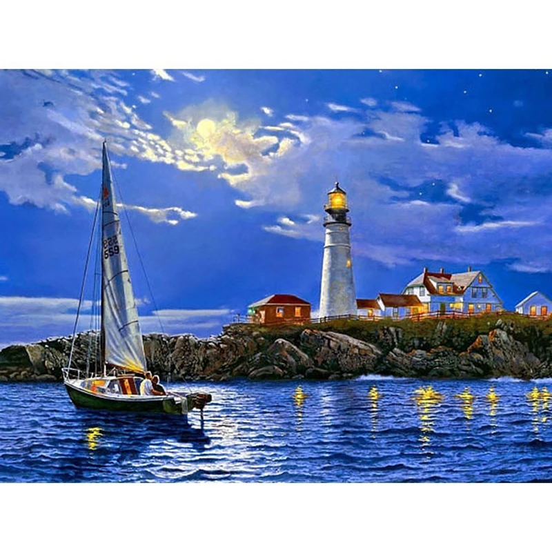 HUACAN-Diamond-Embroidery-Landscape-5D-DIY-Diamond-Painting-Cross-Stitch-sailing-boat-Full-Square-Drill-Decoration