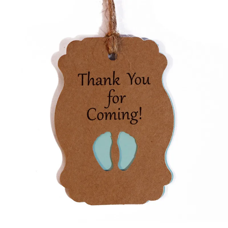 25pcs Thank You for Coming Kraft Paper Tag Baby Shower Decorations Gift Packaging Tags Boy Birthday Party Kids Candy Box Label-S