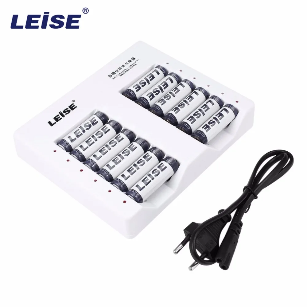 

LEISE 12 Slots Smart Rechargeable Battery Charger Set Adapter For AA/AAA Ni-MH Nicd 12PCS 2200mAh AA Batteries with EU plug