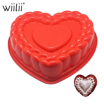 

Silicone Heart Shape Cake Bakeware For Mousse Dessert Mold DIY Chocolate Pizza Pies Cheese Cake Pan Kitchen Baking Tool