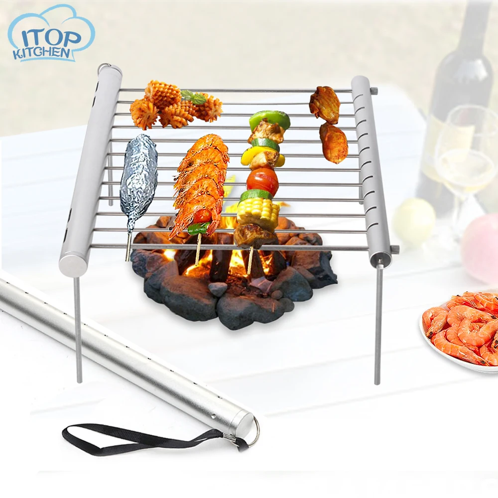 

Portable BBQ Grill Stainless Steel Folding Barbecue Accessories Mini BBQ Pocket for Camping Picnic BBQ Barbeque Tool