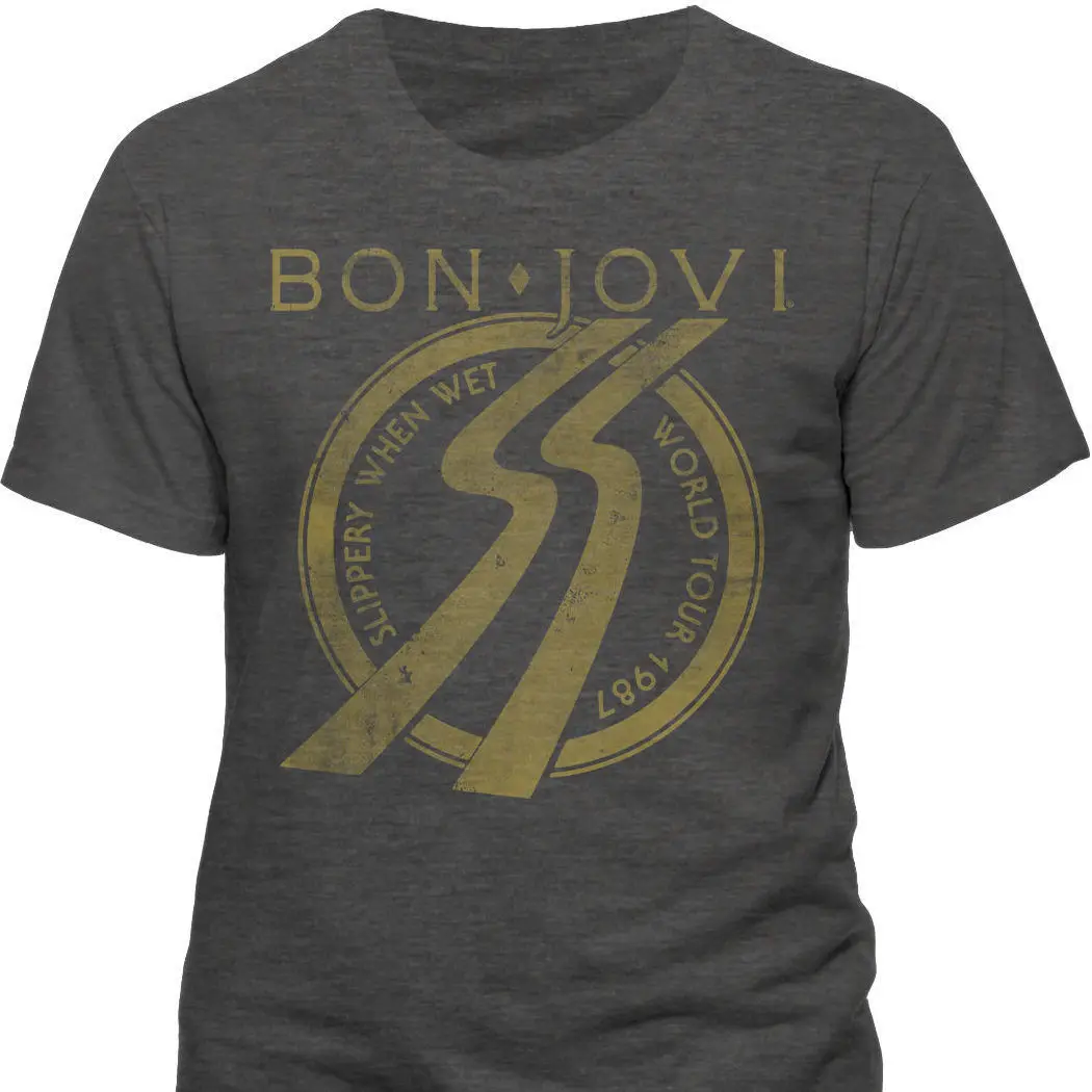 

Bon Jovi Slippery When Wet Tour 1987 T Shirt Sizes Xl New & Official T Shirt Summer Famous Clothing T Shirt Casual O Neck