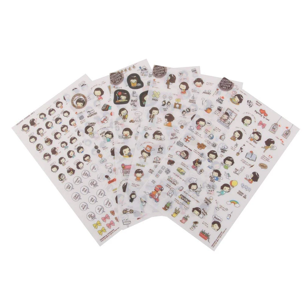 5Pcs Sheets Portable Cute Cat Album Diary Calendar Sticker Label Scrapbooking Craft For Kids Crafts Colorful | Игрушки и хобби