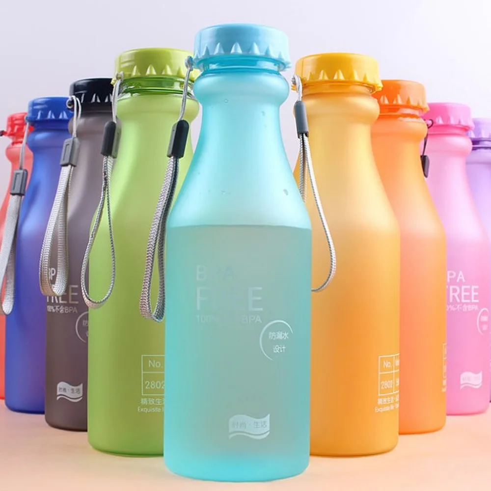 550ml Portable Water Bottle Leak proof Bike Sports Unbreakable Plastic