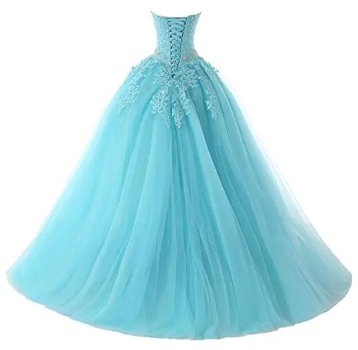 ANGELSBRIEP Sweetheart Quinceanera Dresses For 15 Party Formal Appliques Beading Tulle Vestidos De Debutantes Party Gowns - Цвет: Sky Blue