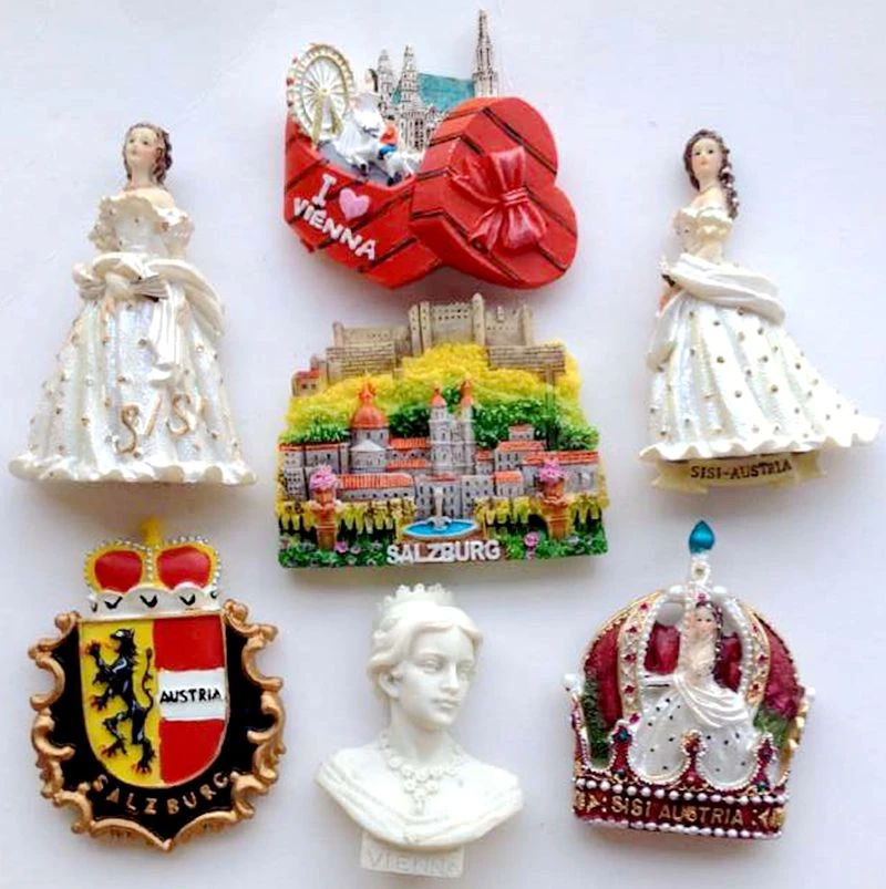 Magnete Frigorifero 3D Principessa Sissi Vienna Austria - Souvenir Viaggio In Resina - 6x7 Cm
