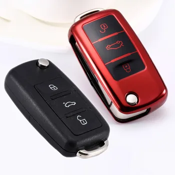

TPU Car Key Case Shell Cover For VW Volkwagen Polo Bora Tiguan Passat Golf 6 Lavida Scirocco Soft TPU Protection Car Accessories