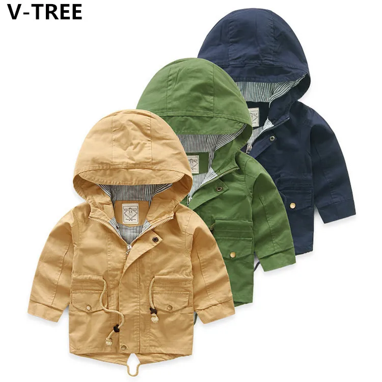 Повседневные пальто для мальчиков; осенние куртки с капюшоном для маленьких мальчиков; Детские однотонные ветровки; Верхняя одежда для малышей; пальто