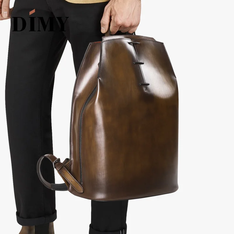 DIMY Hand Patina mochila мужской кожаный рюкзак из телячьей кожи с роскошным принтом