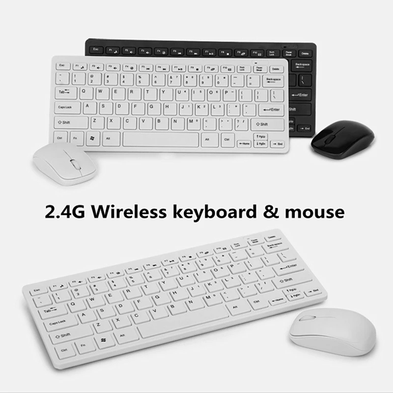 2.4G Ultra Slim Mini Wireless Home Office Keyboard and Mouse Combos Non