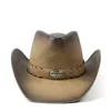 Chapeau de Cowboy occidental en cuir pour hommes, casquette pour monsieur papa Fedora Sombrero Hombre, taille 58-59CM, 100% ► Photo 3/6