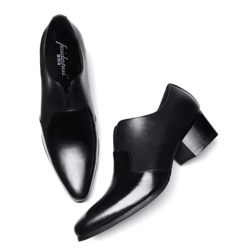 Hqs327 Bal De Hommes Pointu Talons Noir Homme En Mariage Hauts Main Cuir Parti Bout 2018 Mocassins Mâle Formelle Chaussures Verni Robe S0qyxH