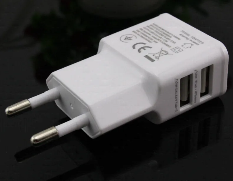 100 шт./лот ЕС Plug 100-240 В 2 Dual USB порты Главная Путешествия стены AC питания зарядное устройство для мобильного телефона адаптер для Samsung Galaxy S3 S4