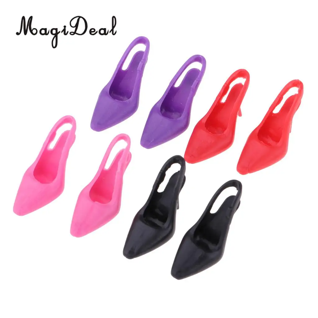 8 Pairs 1/6 Scale Miniature High Heel Shoes Furniture for Dolls House Room Woman Figures Accessory Decoration