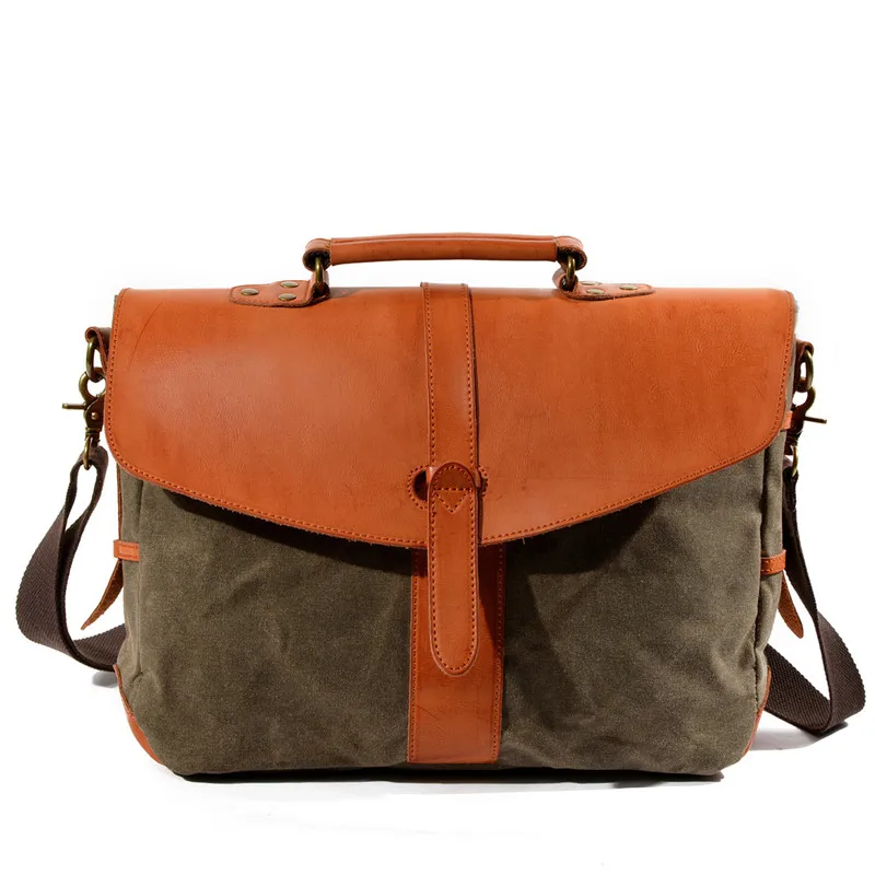 

YUPINXUAN Europe Fashion Canvas Leather Shoulder Bags for Men Oil Waxed Messenger Bag Waterproof Crossbody Bags Teenager Leisure