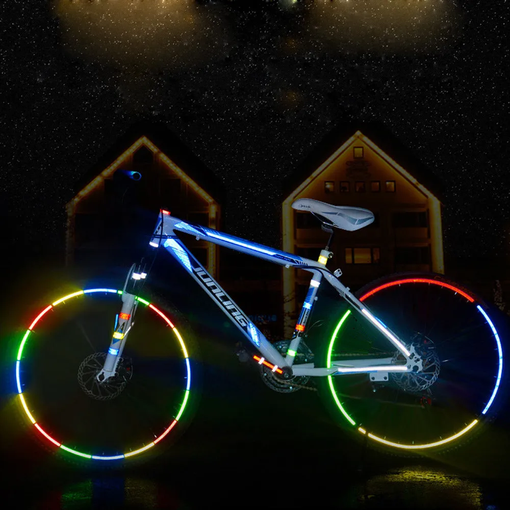 

Reflective Stickers Motorcycle Bicycle Reflector Bike Cycling Security Wheel Rim Decal Tape Fluorescent Waterproof 1cm*8m *10