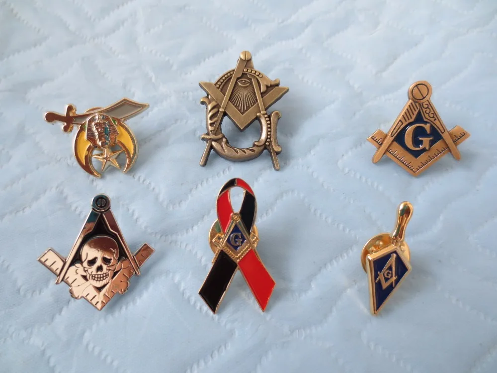 wholesale 6 different style of Masonic Lapel Pins Badge Mason Freemason
