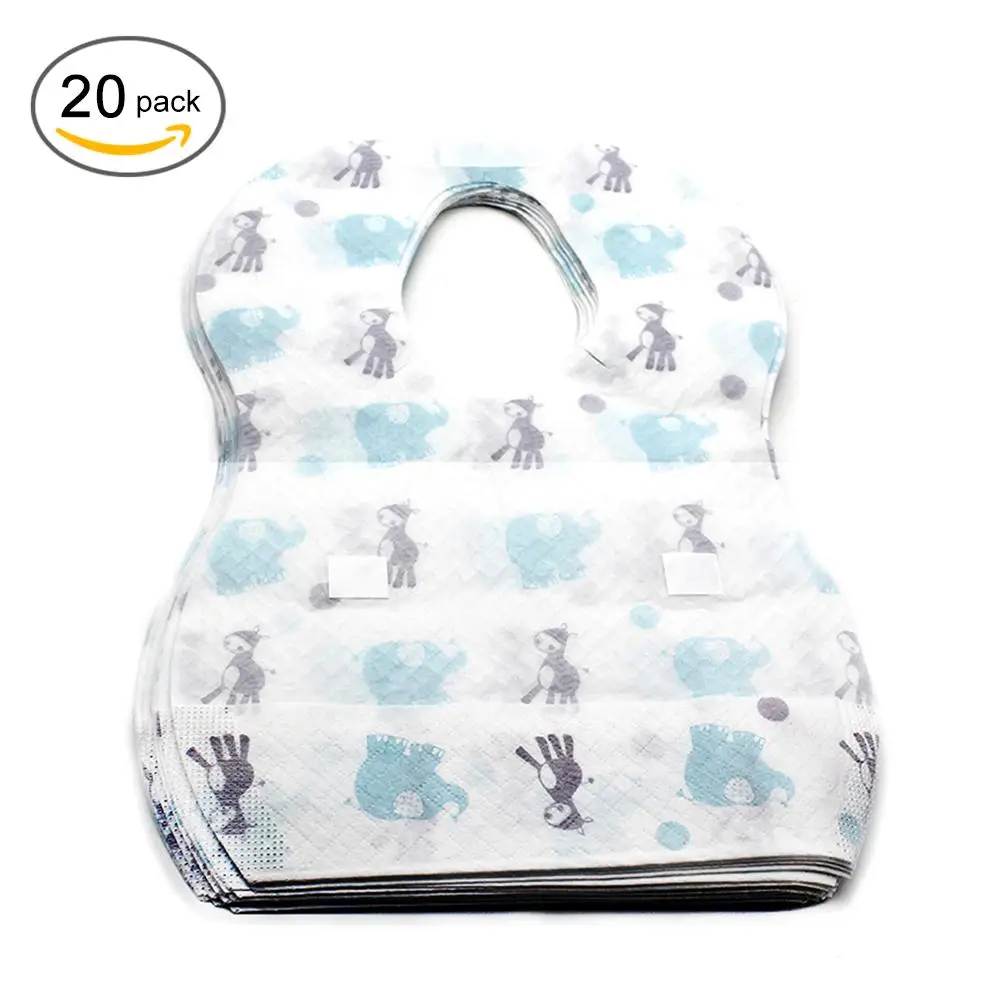 

Baby Unisex Eco-friendly Print Bibs Waterproof Non-Woven Fabric Disposable Bibs Eating Saliva Paper Bibs 20 Count For Babies