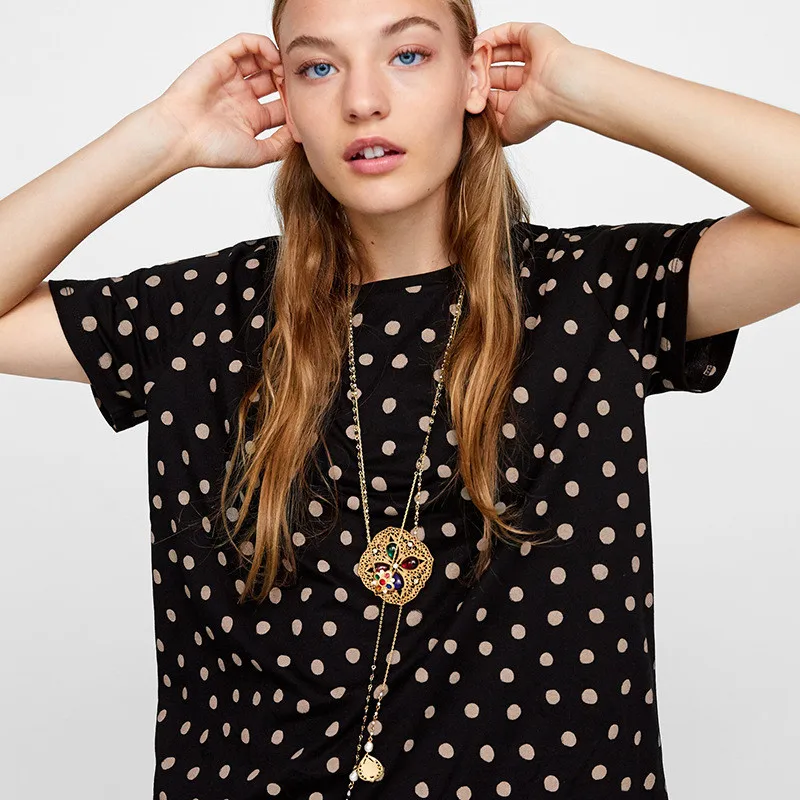 

Water Drop Pendant Girls Necklaces Hiphop Rock Style ZA Personalized Women Neck Accessories Rhinestone Carved Neck Jewelry NT170