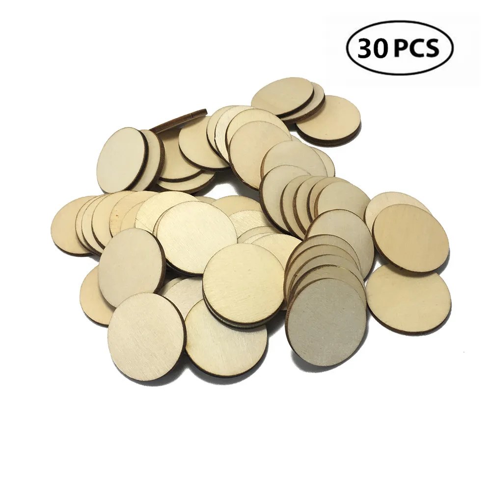 

30pcs 30mm 1.18inch Unfinished Natural Wood Slices Circles Log Discs for DIY Crafts Christmas Rustic Wedding Ornaments