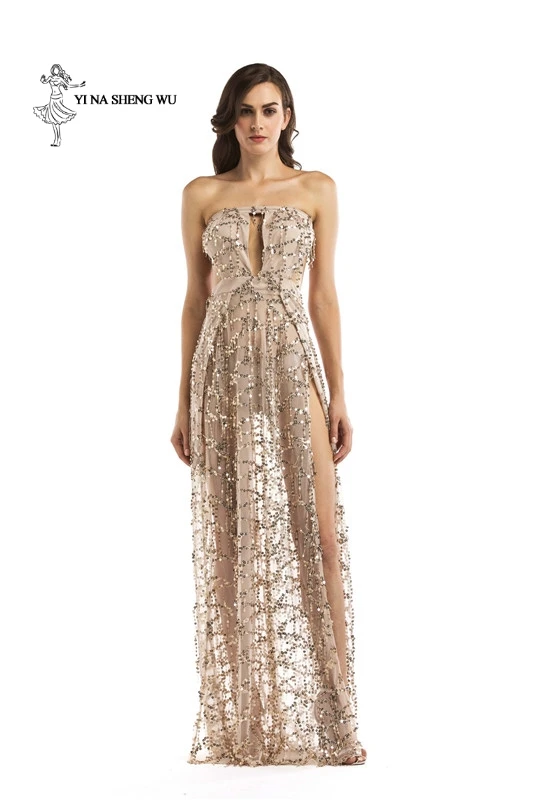 Adult Women Summer sexy Sling backless sequined strap long dance dress Party Club Ballroom tube top dresses High quality clothes