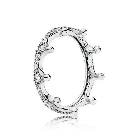 

Authentic 925 Sterling Silver Original Enchanted Crown Pandora Ring With Clear CZ For Women Charm DIY Jewelry