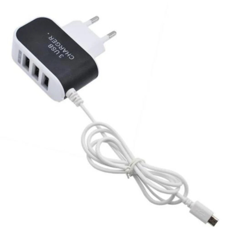 

Universal Triple USB 3 Port Travel Charger Micro USB Cable Power 3.1A EU Plug Wall Charger for Mobile Phone Smartphone