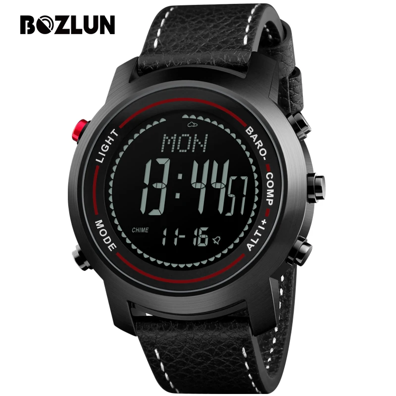 Bozlun Sport font b Watches b font Men Digital Wristwatches Chronograph Thermometer Compass Barometer Waterproof font
