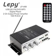LP-A68 15W x 2 2CH HI-FI Digital Audio Player Car Amplifier FM Radio Stereo Player Support SD / USB / MP3 /DVD Input nktech lp 2051 digital audio amplifier hi end bass hi fi stereo audio home car class t 2ch tri path player 50w x 2 rms amplifier
