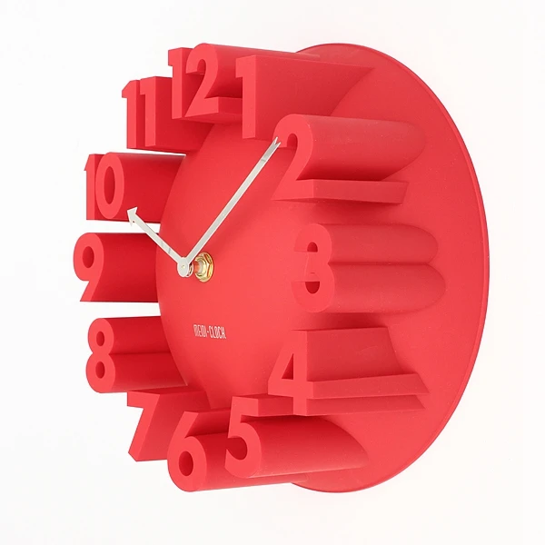 Idea Label Round Wall Clock Black 3D Numbers Simple Design Home Decor