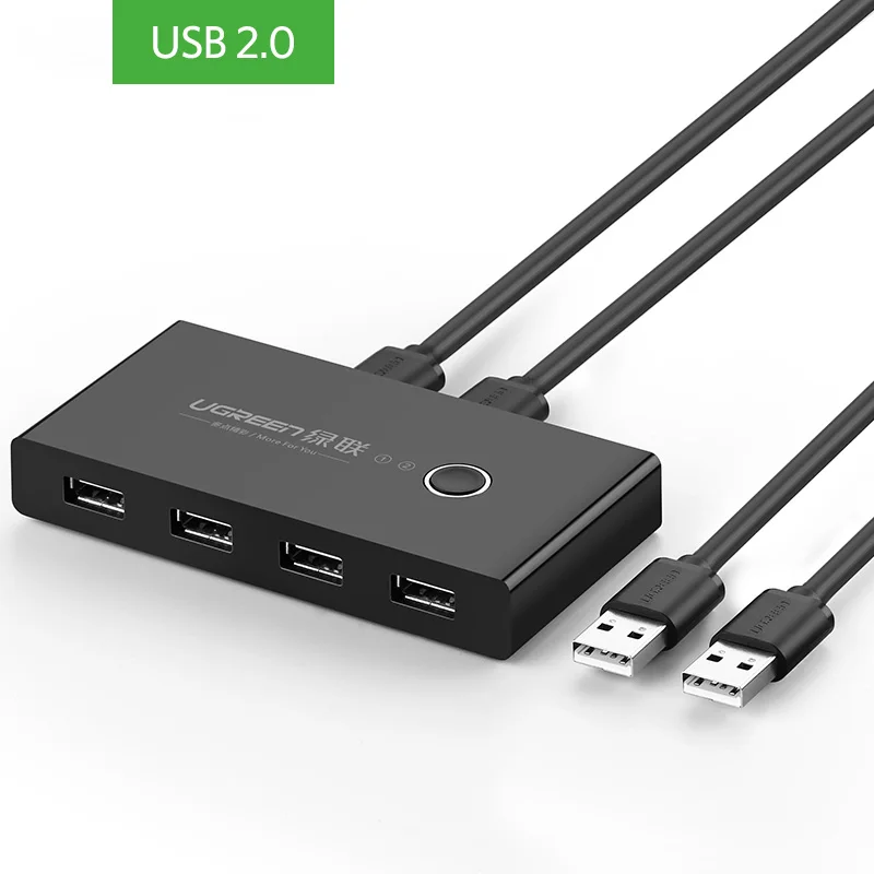 Ugreen KVM переключатель USB 3,0 2,0 USB Переключатель Селектор 2 порта ПК обмен 4 устройства для клавиатуры мышь Сканер Принтер Kvm переключатель - Цвет: USB 2.0