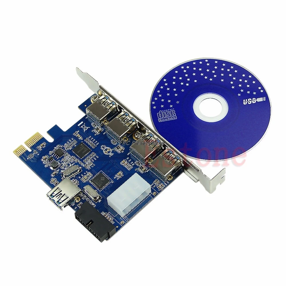 5 Порты Плата расширения PCI-E карта с разъемом PCI Express USB 3,0+ 19 Pin разъем 4 Pin адаптер для Win Vista-PC друг