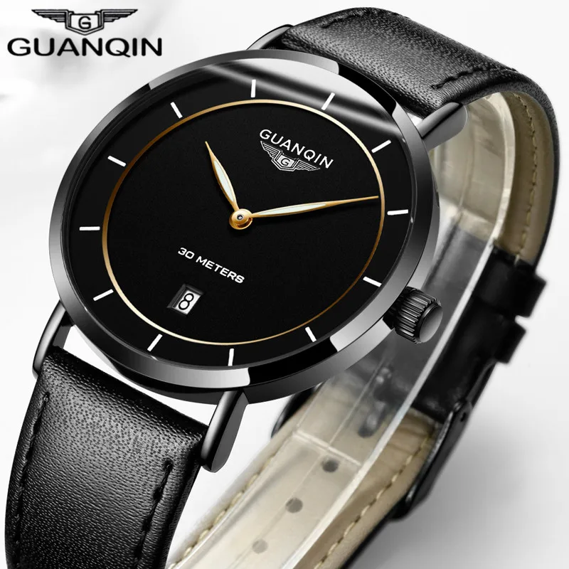 Mens Watches Top Brand Luxury GUANQIN Simple Design Ultra Thin Quartz-Watch Men Casual Leather Male Watches relogio masculino Mens Watches Top Brand Luxury GUANQIN Simple Design Ultra Thin Quartz-Watch Men Casual Leather Male Watches relogio masculino