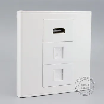 

Wall Socket Plate 3 Ports Dual Network RJ45 Cat5e& HDMI Jack Panel Faceplate Outlet Home Adapter