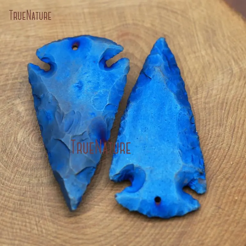 20171208-PM8215- Blue Flint Pendant Titanium Hammered Arrowhead Pendant