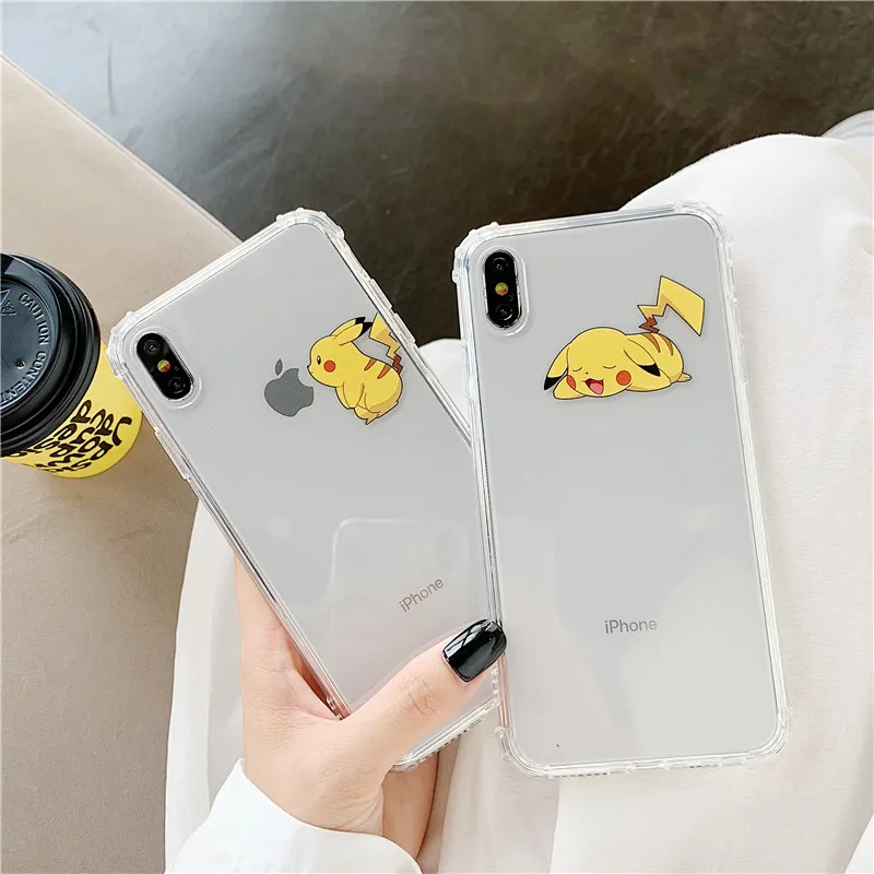 Милый чехол с Пикачу для iPhone XS Max XR X 8 7 6 6S Plus противоударный бампер прозрачный