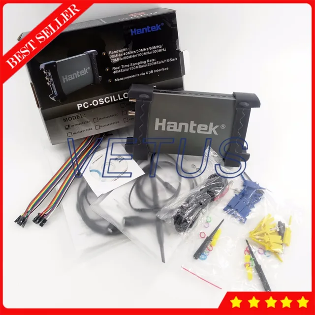 Special Offers HANTEK6022BL PC Based Osciloscopio 20MHz 48MSa/s 2 Channels USB Digital Storage Oscilloscope with 16 Channels Logic Analyzer