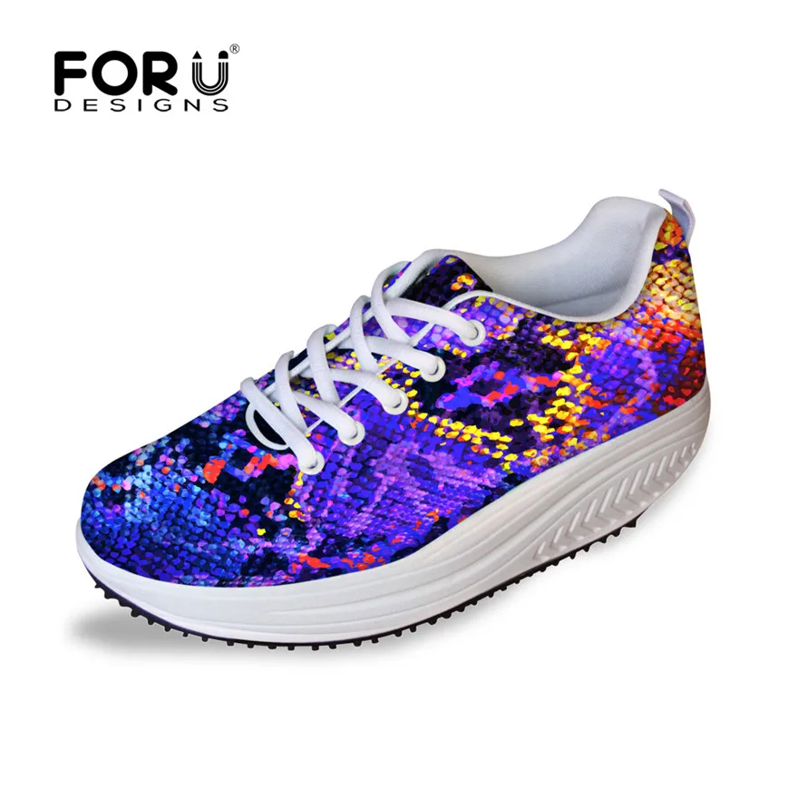 

FORUDESIGNS Height Increasing Women Flats Platform Shoes Autumn Summer Serpentine Leopard Printed Female Swing Slimming Shoes