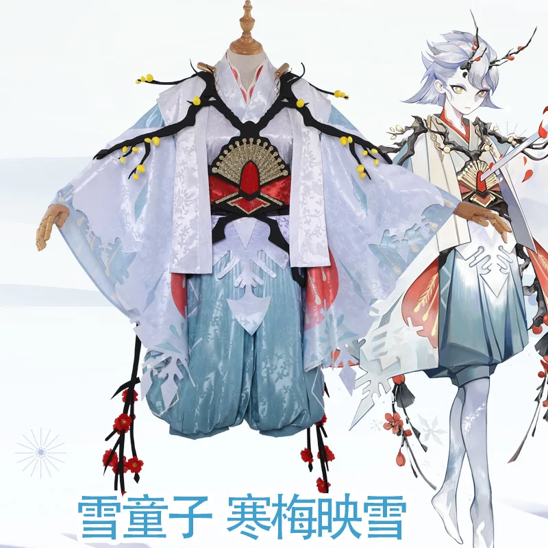 Игра Onmyoji SR Снежный Мальчик цветок сливы кимоно Косплей Костюм полный комплект +