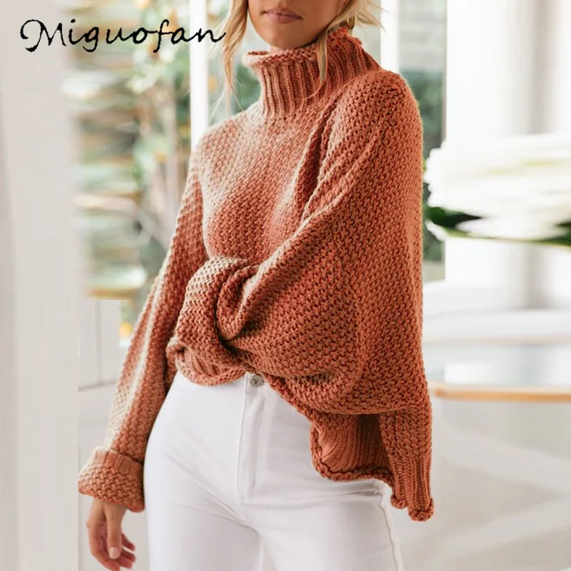 Miguofan, водолазка, белый вязаный свитер, пуловеры, женские джемперы размера плюс, XXXL, повседневные топы, верх размера d, свитера, осень - Цвет: Многоцветный