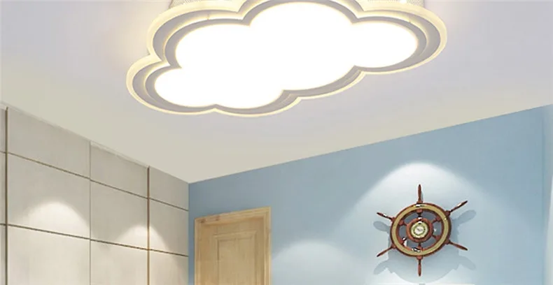 Потолочные светильники для Мультяшки для детской спальни, облака для мальчиков и девочек, потолочные лампы, синий, белый, современный светодиодный потолочный светильник для детей