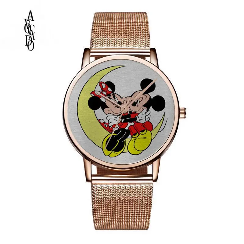 

Ladies Fashion Women Minnie Mouse Quartz Watches Top Brand Watch Stainless Steel Mesh Belt Luxury Gold Relogio Feminino