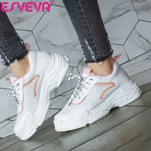 ESVEVA 2020 Women’s Vulcanize Shoes PU Lace Up Platform Women Sneakers Fashion Casual Sneakers Women Round Toe Shoes Size 34-43