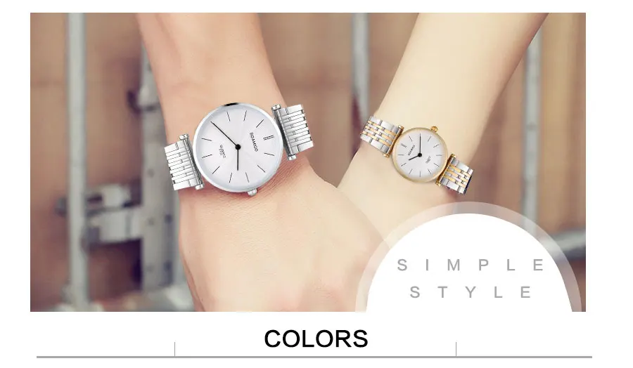 BOAMIGO Brand Men Quartz Watches Fashion Lover's Watch Women Clock Steel Wristwatch Ultra Thin Case Small Face for Festival Gift (9)